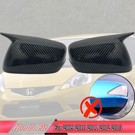 MUXEE Side Mirror Cover,for Honda Fit 2009 2010 2011 2012 2013，2PCS Horned Turn Signal housing Cover Sets car Accessories -Carbon Fiber（Without Turn Signal Cutout）
