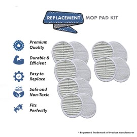 2039A Replacement for Bissell 2124 Spinwave Mop Pad Kit Compatible with 2307, 2315, 23157, 23158, 23159 Cordless Hard Floor Spin Mop (6 Scrubby Pads+ 6 Soft Pads) Compare to Part # 1611298 & 1611297