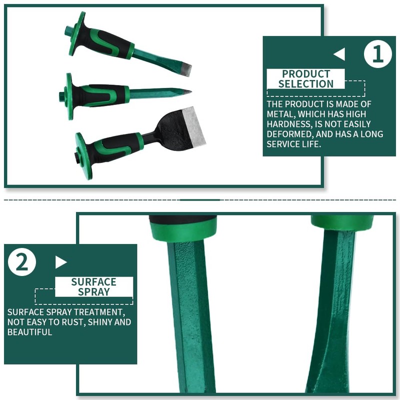 Durable Chisel Set with Protective Guards for Concrete, Bricks, and