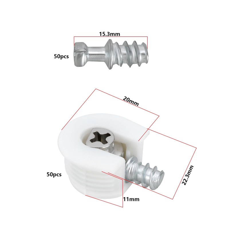SING F LTD 50pcs 20mm Knock Down Cam Lock Three-in-one