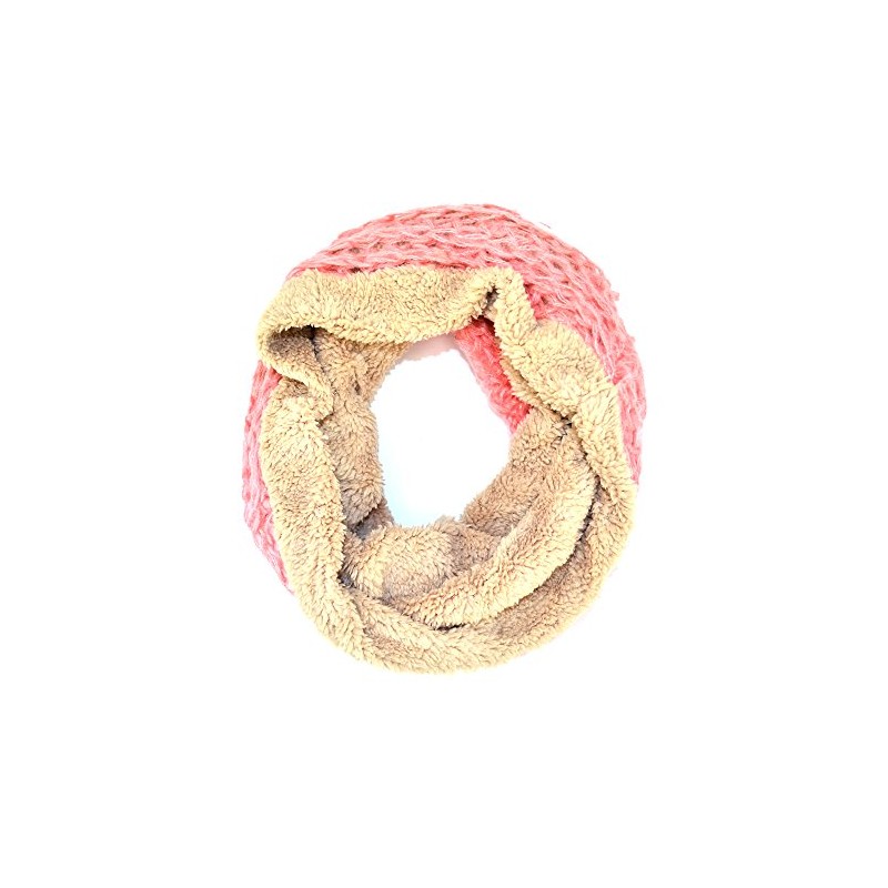 Double Layer Fishnet Faux Fur Infinity Loop Neck Scarf (Pink)