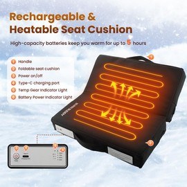 Heated Stadium Seats for Bleachers, Heated Seat Cushion with APP Control Heating, Heated Stadium Chair Cushion, Portable Heated Bleacher Seat Cushion for Outdoor Sports, Stadium, Camping, Fishing