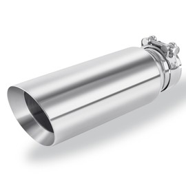Atokrtact 3 to 4 Inch Exhaust Tip 3"Inlet to 4"Outlet Exhaust Tips 12" Length Muffler Tip 304 Stainless Steel Tailpipe Diesel Exhaust Tip Double Wall Polished Slant Cut Clamp On (Sliver)