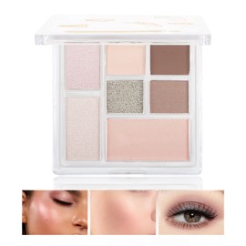 Boobeen Face Contour Highlighter Palette - Highlighter, Bronzer, Blusher and Eyeshadow Palette, Matte and Glitter 7 Tones, Blendable