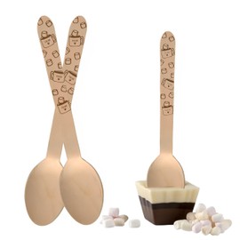 Perfect Stix-Printed Cocoa Spoon-100 Count Wooden Cutlery Spoons with Hot Cocoa Print, Pack of 100 Spoons.