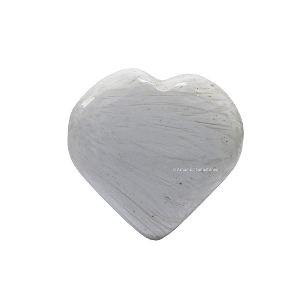 Scolecite Crystal Heart Palm Stone - Pocket Massage Worry Stone for Natural Body Chakra Balancing, Reiki Healing and Crystal Grid