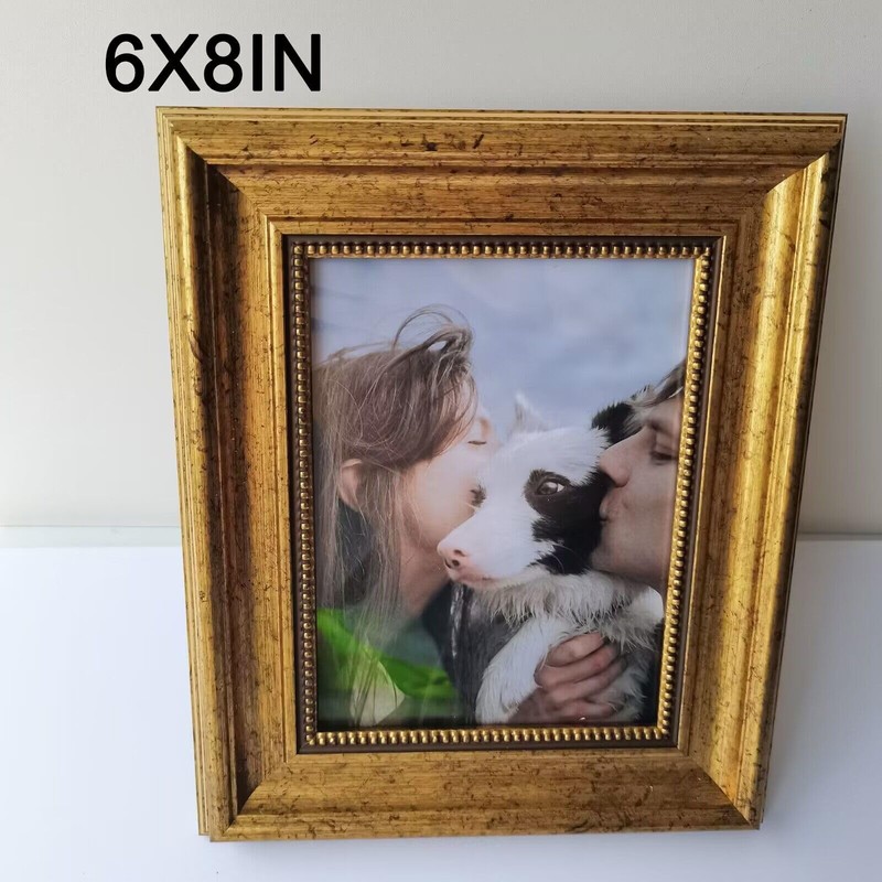 Professional 6x8 Inch Gold Vintage Photo Frame with Stand