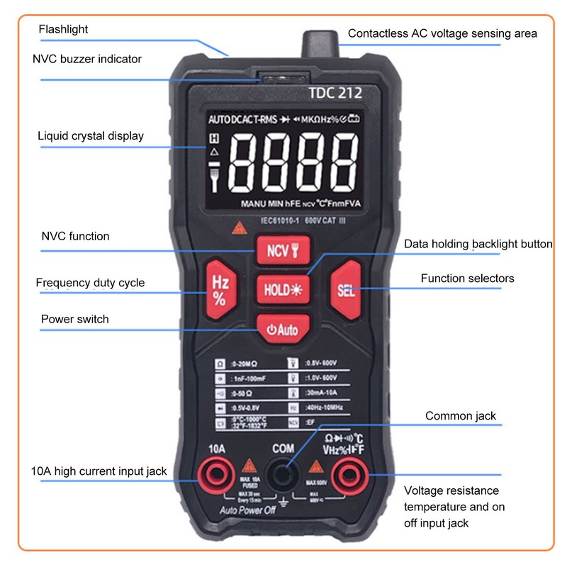 Multimeter Automatic Accurate Measurement Falling Proof Digital Display Portable Voltmeter