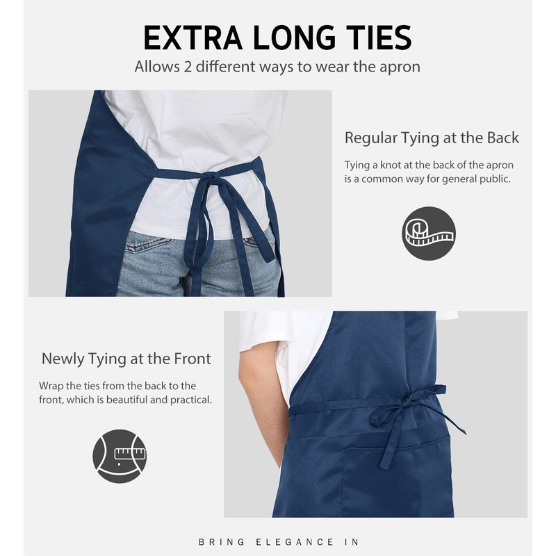 Syntus 4 Pack Adjustable Bib Apron Waterdrop Resistant with 2