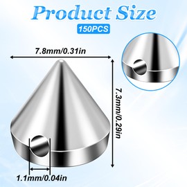 150 Pcs Silver Cone Spikes Cool Punk ABS Cone Studs Rivets for Crafts DIY Rivets Punk Style Clothing Accessories DIY Craft Decoration or Daily Life or Special Festivals