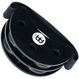 Meinl Percussion Foot Tambourine with Stainless Steel Jingles-NOT Made in China-Accompaniment for Cajon Gigs, 2-Year Warranty, Black (FJS2S-BK)
