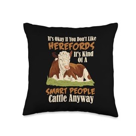 Hereford Smart People Cattle Beef Cow Livestock Farm Humor Throw Pillow