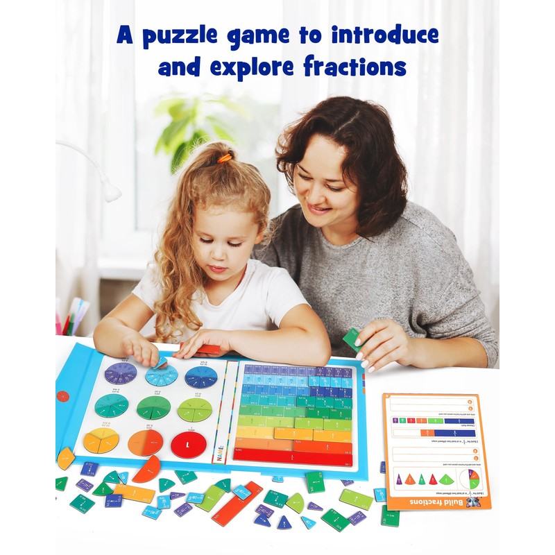 D-FantiX Magnetic Fraction Educational Puzzle, Magnetic Fraction Tiles & Fraction
