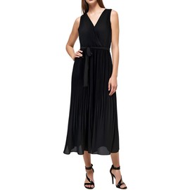 T Tahari Women's Faux-Wrap Sleeveless Pleated Fit & Flare Maxi Dress (Navy, Medium)
