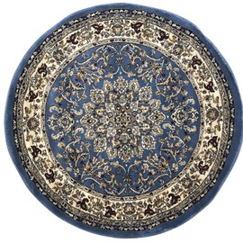 Traditional Round Persian Area Rug Deir Debwan 330,000 Point Blue Design 603 (7 Feet 9 Inch X 7 Feet 9 Inch)