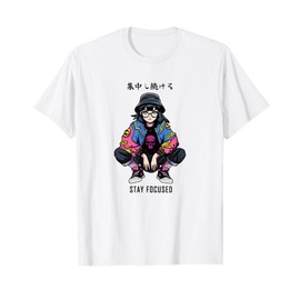 Cool Girl Stay Focused Streetwear, Kanji Japanese Aesthetics T-Shirt