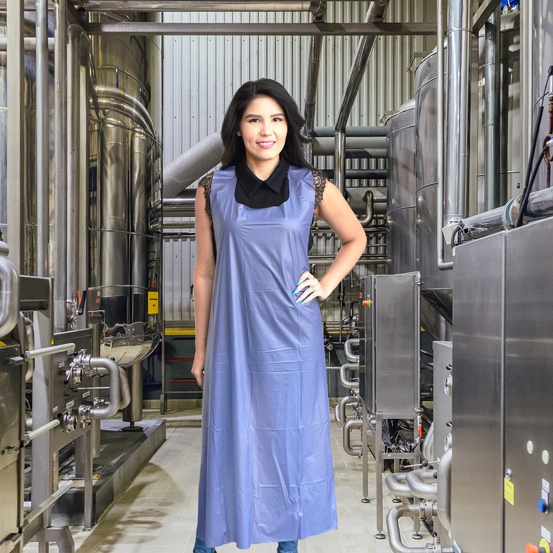 6 MIL Blue Vinyl Apron, Tie Strings & Die Cut