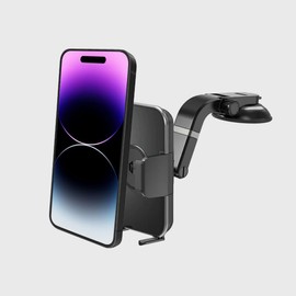 Mighty Mount Car Phone Mount Wireless Charging – Magnetic and Secure Grip, 360° Rotation for Phones 3 to 4 Inches – Easy Installation - One Touch Cradle Mount with Multi-Angle Adjustable Suction Cup