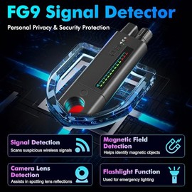 Detectores de cámaras Ocultas, buscador de Dispositivos de Escucha, Detector de micrófonos Ocultos y cámaras, Detector de Dispositivos de rastreo FG9