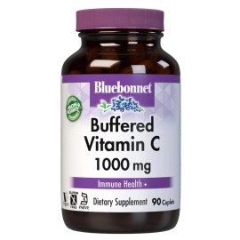 Bluebonnet Buffered Vitamin C 1000mg – Immune Health Support with Gentle, Stomach-Friendly Formula – 90 Caplets, Non-Acidic, Antioxidant-Powered, Ideal for Daily Wellness