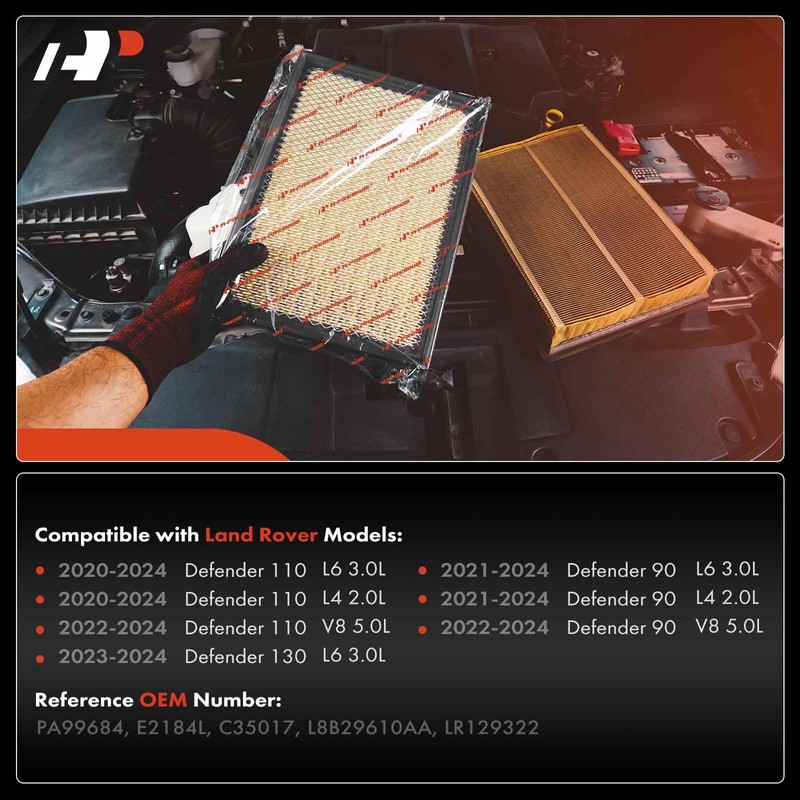 A-Premium 2-PC Engine Air Filter Compatible with Land Rover Defender