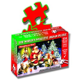 TDC Games World’s Smallest Holiday Jigsaw Puzzle, Naughty or Nice – Mini Puzzles, Small Challenging Travel Art Puzzle for Adults, 200+ Pieces, Stocking Stuffers