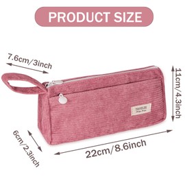 UICerland Large Pencil Case Corduroy Fabric Pencil Case for Girls Teenagers Pencil Case Pencil Bag School Pencil Case for School Office, pink, leisure