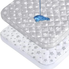 Moonsea Waterproof Pack N Play Mattress Pad Protector Mini Crib Cover 2 Pack 39"x27"