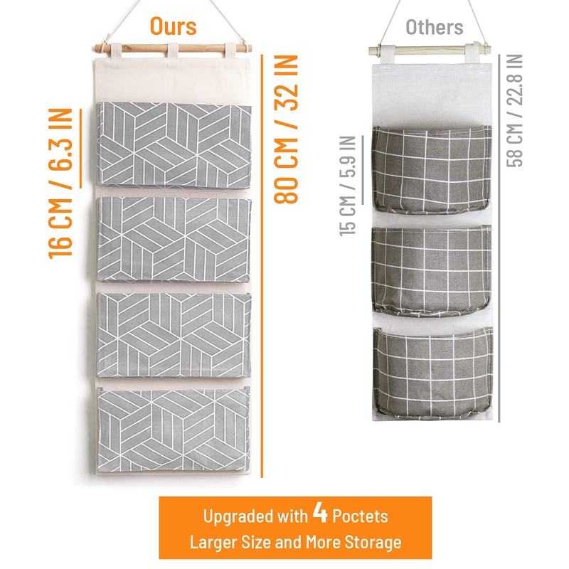 CROWNED 2Pcs Over Door Hanging Storage Bags Wall Mount Closet