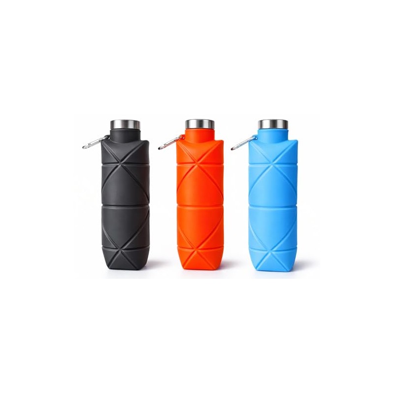 Botella de Agua Plegable de Silicona Set de 3 Piezas