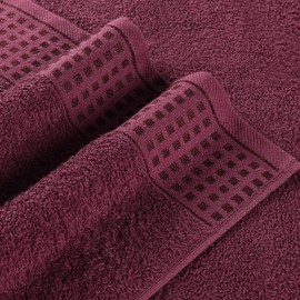 GLAMBURG 100% Cotton 2 Pack Oversized Bath Towel Set 28x55 Inches, Ultra Soft Highly Absorbant Compact Quickdry & Lightweight Large Bath Towels, Ideal for Gym Travel Camp Pool - Burgundy