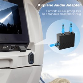 KAIY Airplane Headphone Adapter Dual 3.5mm Male to 3.5mm Female, AUX Airplane Audio Jack Adapter for Headphones, Plane Splitter to Plug Flight Connector for EVA Airlines/Delta/Emirates (2 Pack)