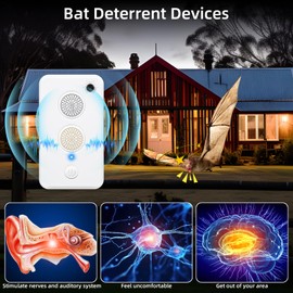 4 Pack 2025 Ultrasonic Bat Repellent Devices for Attic Porch House,Bat Deterrent Devices Keep Away Bats,Bats Control for Indoor Outdoor,Friendly to Human and Pet