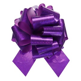 sourcing map 12 Inch Giant Large Pull Bow Big Glitter Metallic Car Bows Ribbon for Wedding Presents Gift Wrapping Christmas, Purple