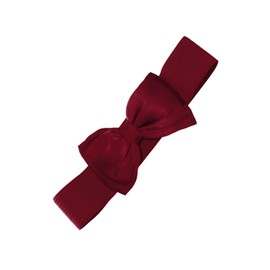 Banned 1950's Elasticated Bow Rockabilly Belt - Burgundy (Medium - UK 10-16)