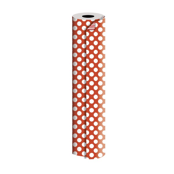 JILLSON & ROBERTS Bulk 1/4 Ream Double-Sided Reversible Gift Wrap, 24" x 208', Red and White Dots/Stripes