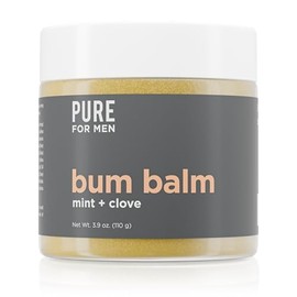 Pure for Men Bum Balm, 107 g, loción cruda ecológica para hombres, bálsamo hidratante y desodorante para todo propósito | manteca de karité cruda, menta y clavo