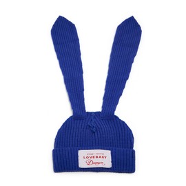 Gorro de punto lindo conejo orejas largas divertido gorro de invierno esponjoso gorro de punto cálido conejo ganchillo cráneo sombrero holgado al aire última intervensión, Azul, Talla única