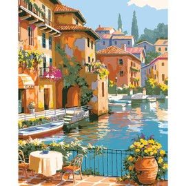 QUITEDEW Paint by Number for Adults,Town Scenery Paint by Numbers,Landscape Paint by Number Kits Suitable for Home Wall Decoration 16x20 Inch.