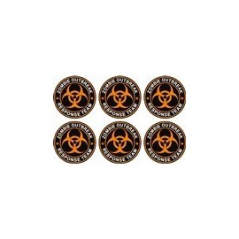 6 Pack 2" Zombie Outbreak Response Team Sticker Decal Orange