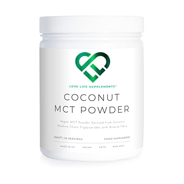 Coconut MCT Powder by LLS | 300g - 30 Servings | MCT Oil Powder High in Healthy Fats and Fibre | 0g Carbs | Perfect for Keto Diet | Completely Vegan | Love Life Supplements