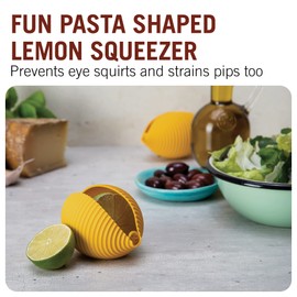 Funny Silicone Lemon Squeezer in Pasta Shape/Maximum Juice Without Mess/Easy to Use and Easy to Clean - Prevents Unwanted Splashes and Also Retains the Cores!