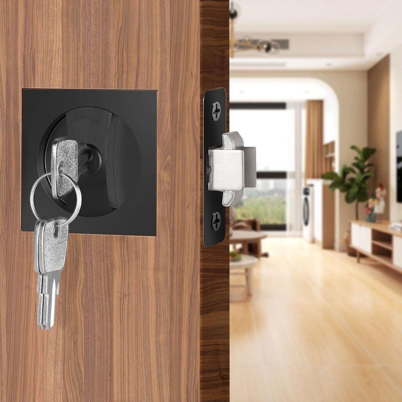 Aglehome Square Door Hardware - Sliding Pocket Door Lock with