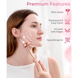 Beauty Facial Roller & Eye Roller, Small Face Roller, Eye Care, Gift, Luxury Box, 2 Pouches Included
