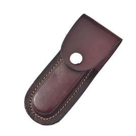 Pocket 4.5-5.25 inches Folding Knife Sheath, Portable Pouch Knife Leather Holster with Snap Closure and Belt Loop, Accessory for Outdoor Climbing, Camping and Hiking. (Dark Brown)