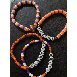 Unbranded Clemson Womens 4-Piece Bracelet Set - Clemson Tigers - Tater - Football Charm