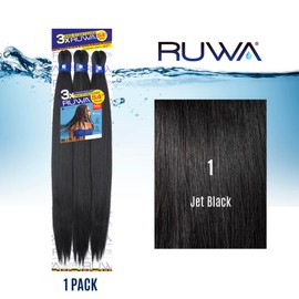 Sensationnel Ruwa prestretched braiding hair - 3x 54 inch water repellent kanekalon fast dry synthetic sports itch free (1 pack, 1 JETBLACK)