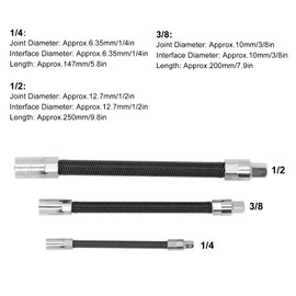 3 Pieces Flexible Extension Rod Tight Connection Spring Steel Flex Drive Shaft Extension 1/4 Inch 3/8 Inch 1/2 Inch