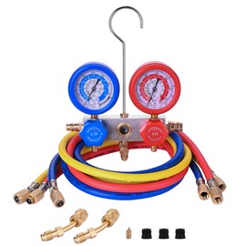 BACOENG AC Gauge Set for R32 R410a, A/C Refrigerant Recharge Kit HVAC Manifold Gauge Set with 5FT Hoses and R410a Adapters