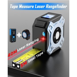 Laser Tape Measure 2-in-1, 40 m Laser Rangefinder & 5 m Tape Measure, USB-C Charging Laser Meter, HD Digital Display for Pythagoras/Distance/Area/Volume Measurement, M/In/Ft, for DIY and Home Decor